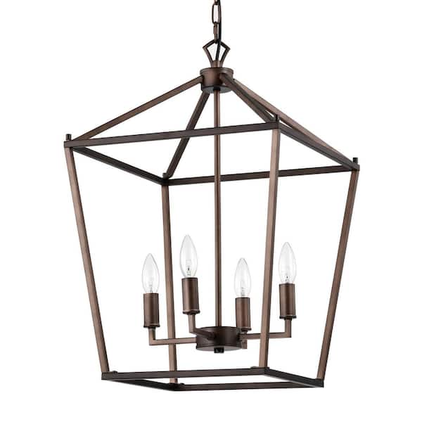 Warehouse of Tiffany Buelex 16 in. 4-Light Indoor Bronze Finish Chandelier with Light Kit