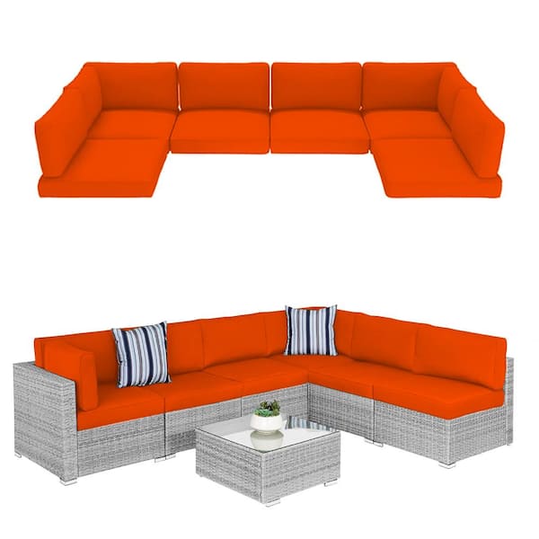 6 Seat Waterproof Outdoor Replacement Cushions 102.4 x 47.2 x 13.7 in. 14 Piece UV Protection Patio Sectional Cushions