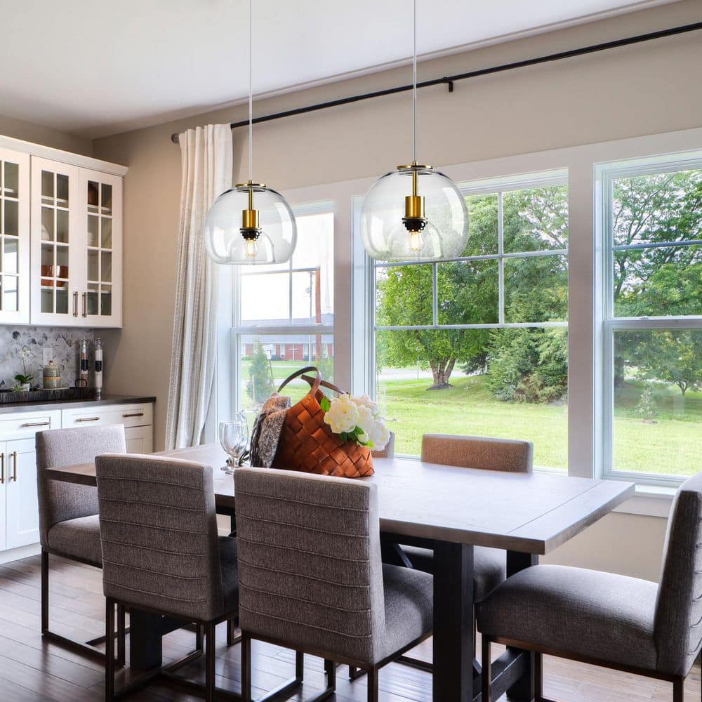 Home Lighting ‎60-Watts 1 Light 9. 84in Clear Glass Globe Pendant Light for Kitchen Island, No Bulbs Included, 1Pack price history on PriceWatchPro