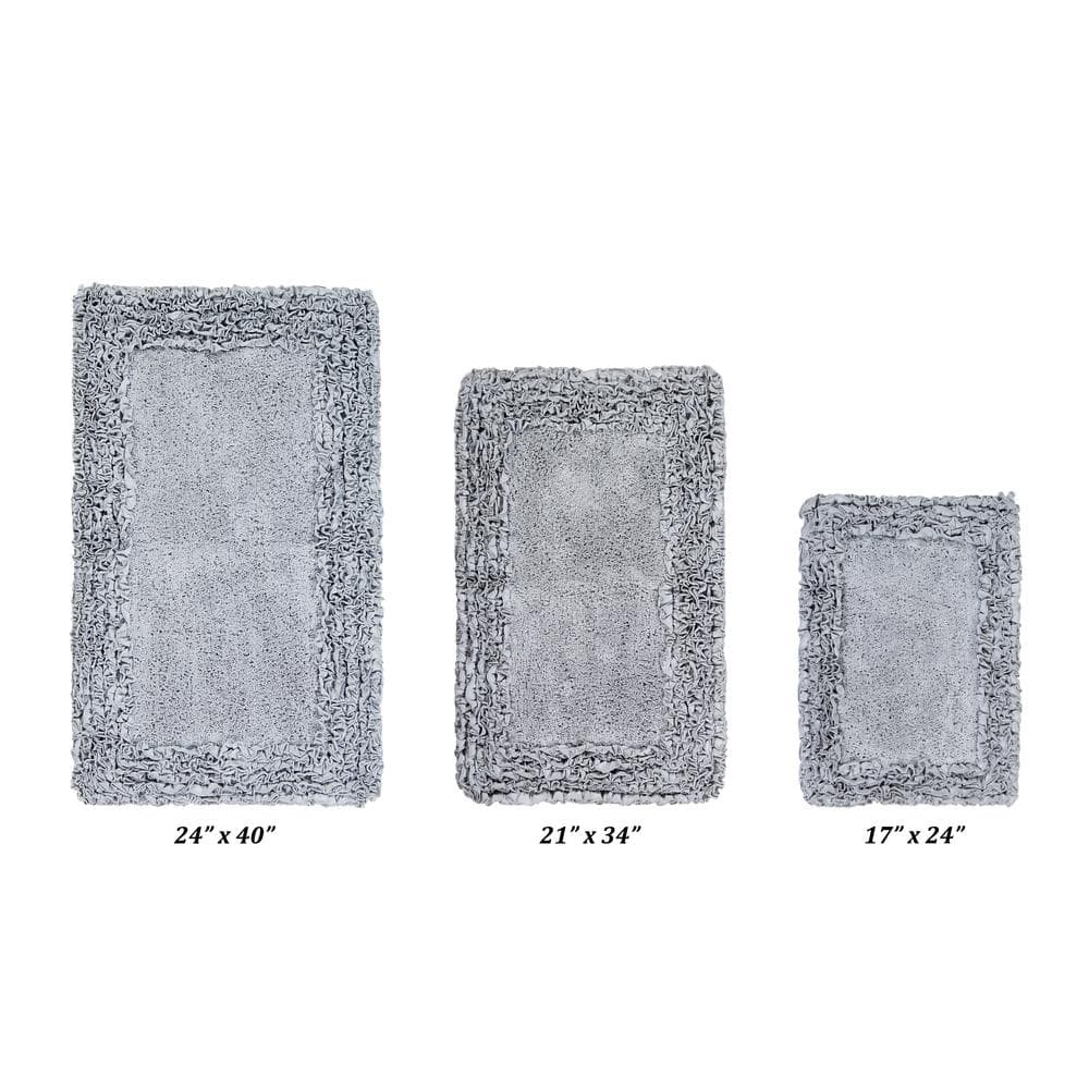 Better Trends Shaggy Border Collection 3 Piece Silver 100 Cotton Bath   Silver Better Trends Bathroom Rugs Bath Mats Barr3pc124si 64 1000 