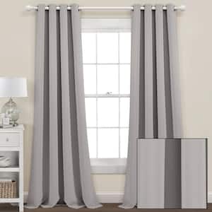 Gray Insulated Grommet Blackout Window Curtain Panels 52 in. W x 84 in. L (Set of 2)