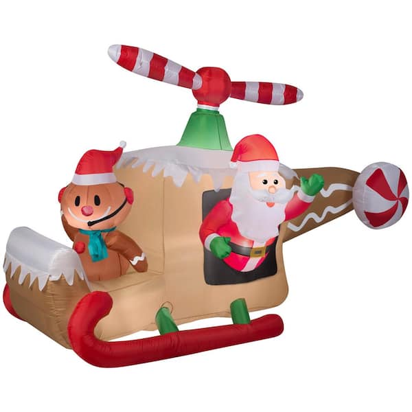 Home Accents Holiday 4.5 ft. Inflatable Animated Gingerbread Helicopter ...