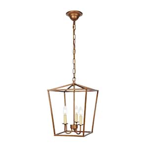 Timeless Home Mason 12.5 in. W x 18.25 in. H 3-Light Vintage Gold Pendant
