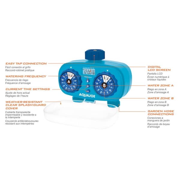 AQUA JOE 2-Zone Customizable Electronic Water Timer AJ-ET2Z AQUA JOE 2-Zone Customizable Electronic Water Timer AJ-ET2Z
