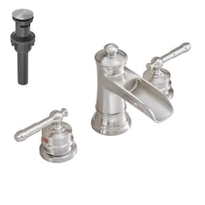 8 in. Widespread Double Handle Bathroom Faucet in Brushed Nickel