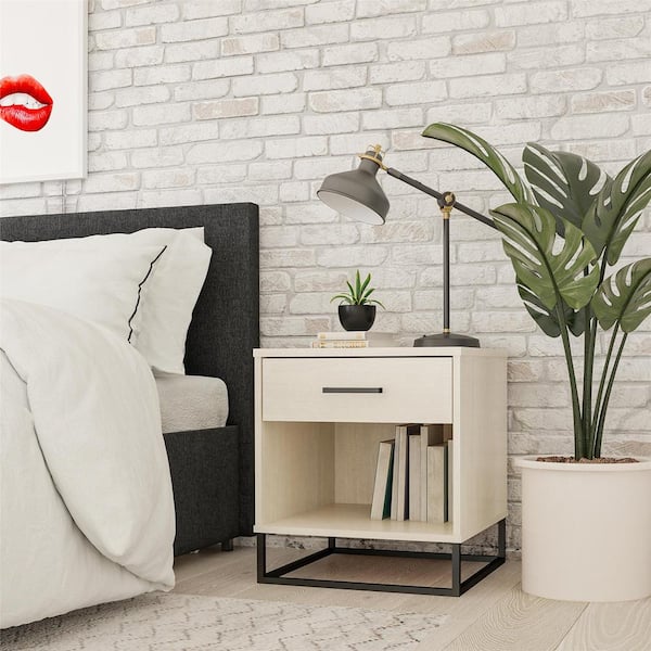 Novogratz Kelly 1-Drawer Ivory Oak Nightstand