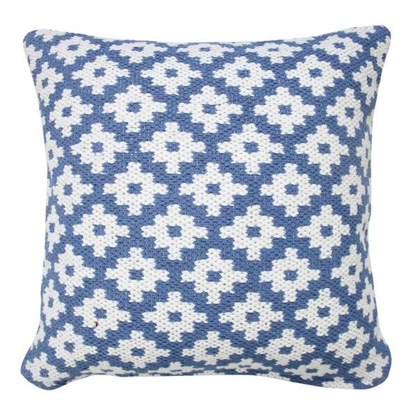 18 Recycled Polyester, Blue And Ivory Pattern Pillow with Polyester Fill -  Decorator's Warehouse