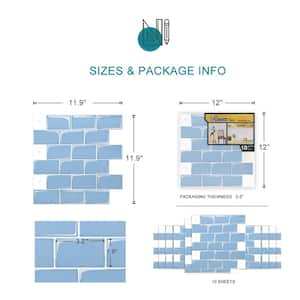 Smart Light Blue 12 in. x 12 in. Subway Vinyl Wall Tile and Peel and Stick Backsplash (10-Pack)