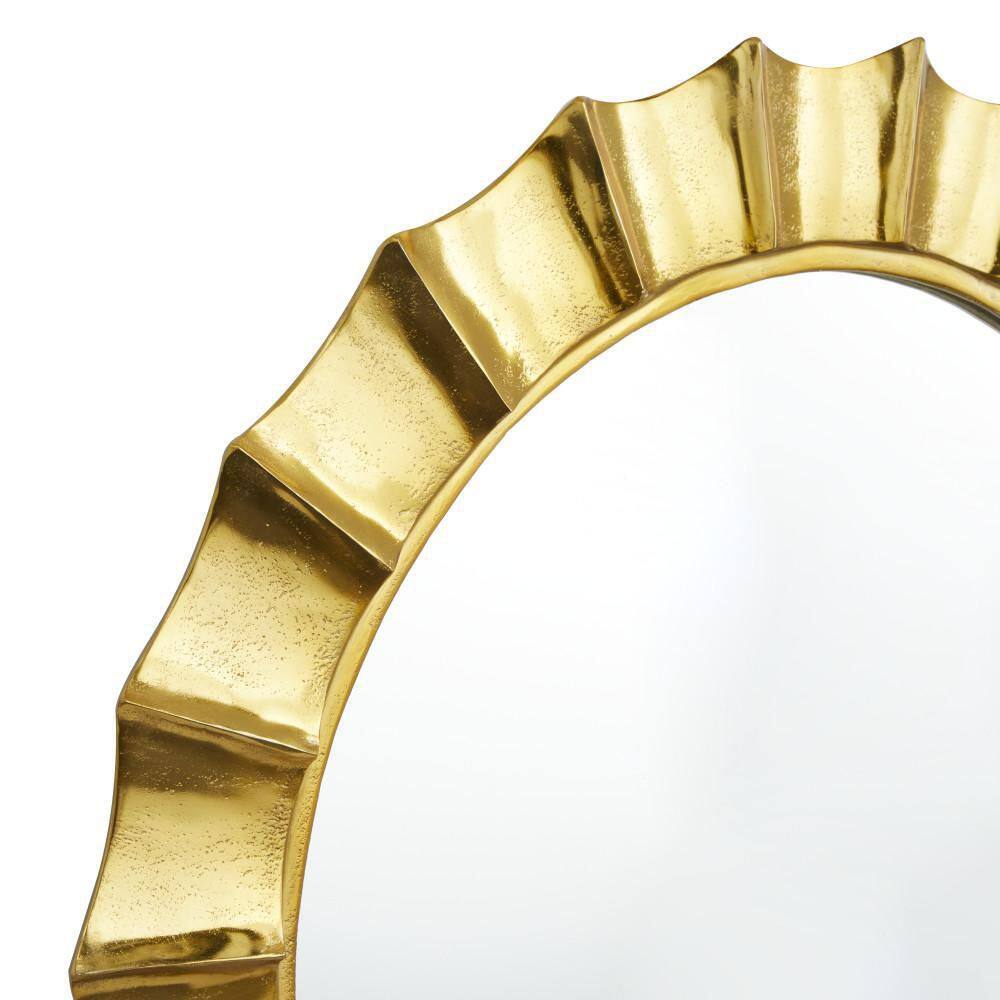 35-Inch Round Gold Sunburst Wall Mirror with Metal Frame