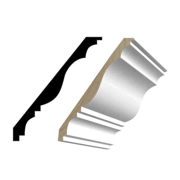 M61 9/16 in. D x 6-1/4 in. W x 96 in. L Primed Finger-Joined Pine Crown Molding 3-Pieces 24 ft. Total