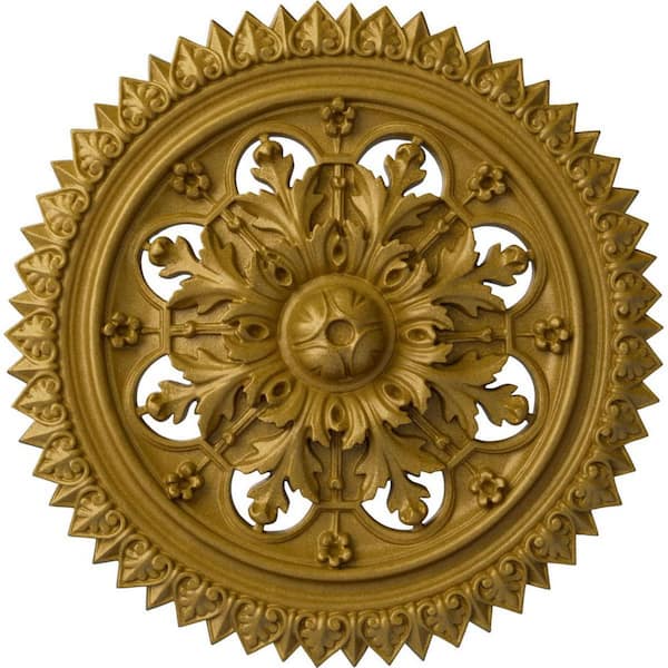 Ekena Millwork 21-5/8 in. x 2-1/2 in. York Urethane Ceiling Medallion (Fits Canopies upto 3-5/8 in.), Pharaohs Gold