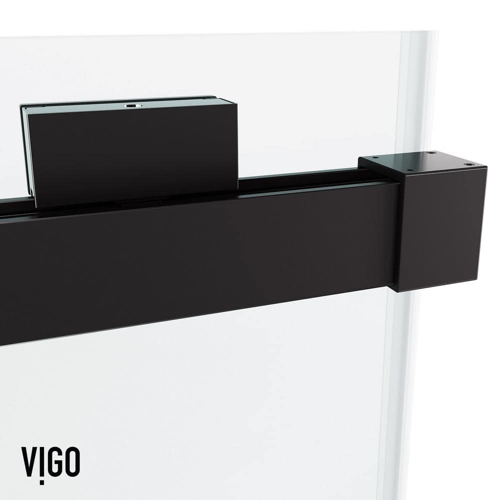 Houston 66" Frameless Matte Black Sliding Tub Door with Clear Glass