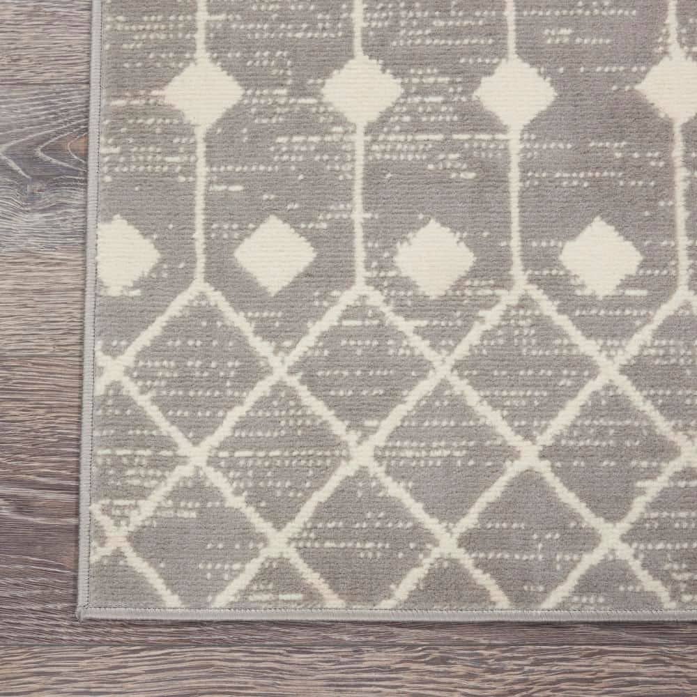 Elysian Geometric Gray Hand-Knotted 2'3" x 7'6" Synthetic Area Rug