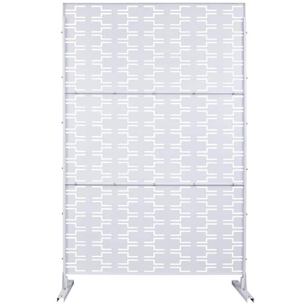 Boosicavelly 76 in. H x 48 in. W White Steel Privacy Fence Screen for Garden Fence