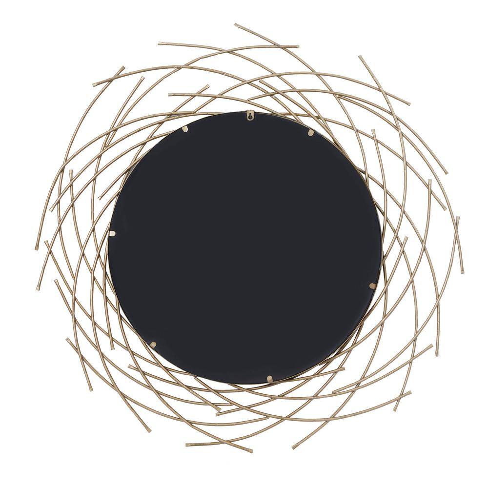 Gold Sunburst Round Wood Wall Mirror, 39"