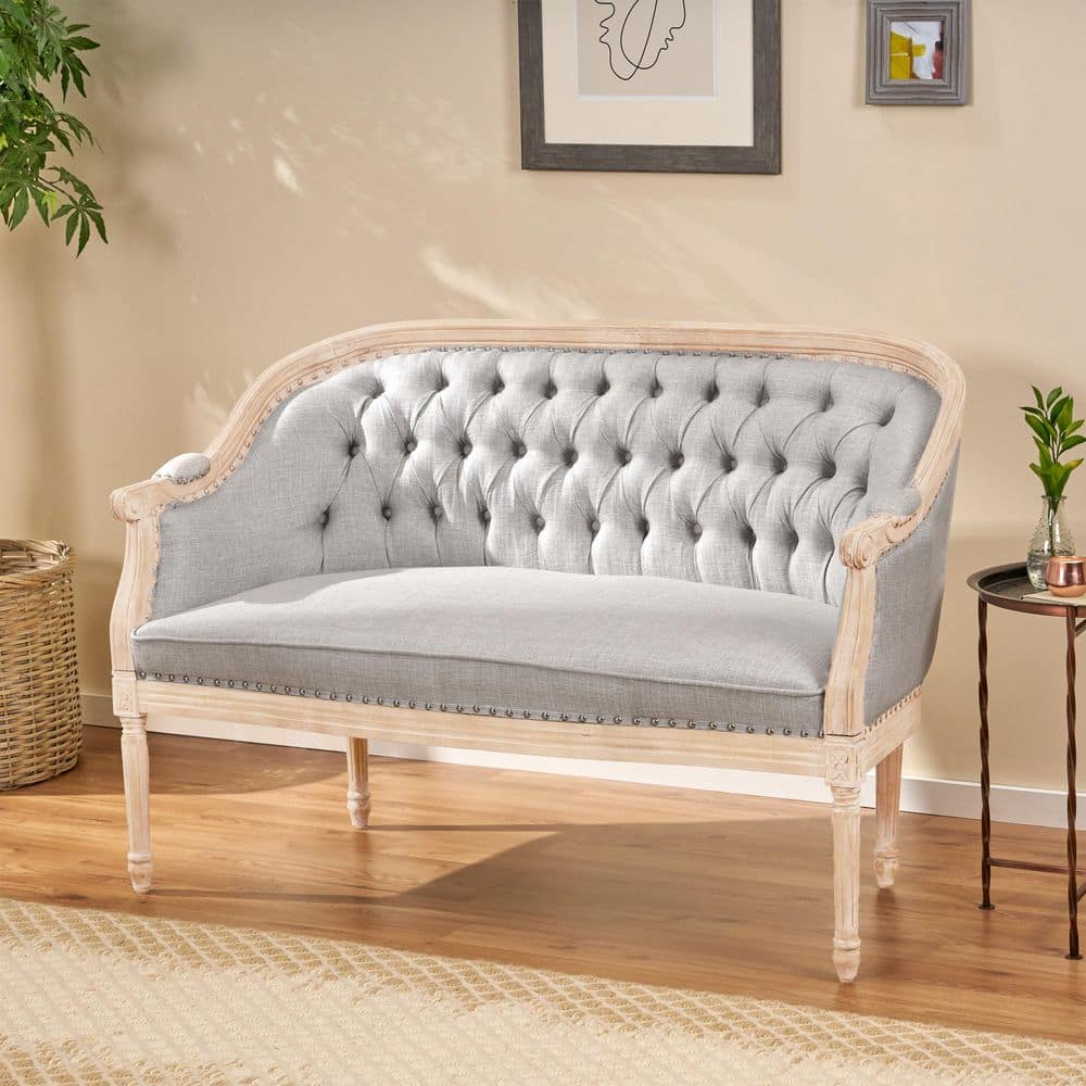 Elegant Chesterfield 49.5" Multicolor Fabric Loveseat with Nailhead Accents