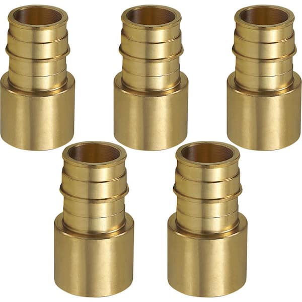 PLUMBFLEX 1/2 in. x 1/2 in. 90° PEX A x Female Sweat Expansion Pex Adapter, Lead Free Brass for Use in Pex A-Tubing (Pack of 5)