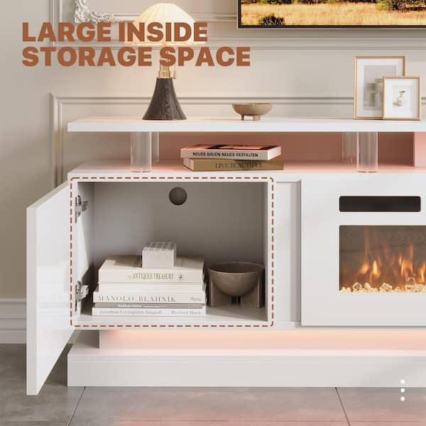 Sizzim 80 in. Freestanding Electric Fireplace TV Stand with