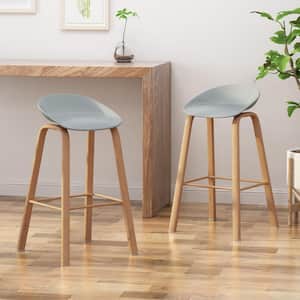 Commodore 30 in. Grey and Natural Bar Stool (Set of 2)