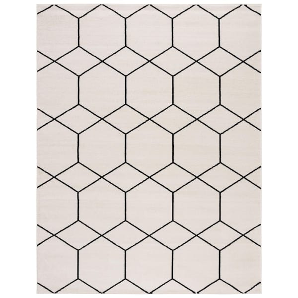 Tulum 9 ft. x 12 ft. Ivory/Black Geometric Modern Area Rug