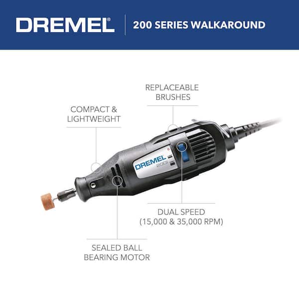 Dremel 200 Series 1.15 Amp Dual Speed Corded Rotary Tool Kit with