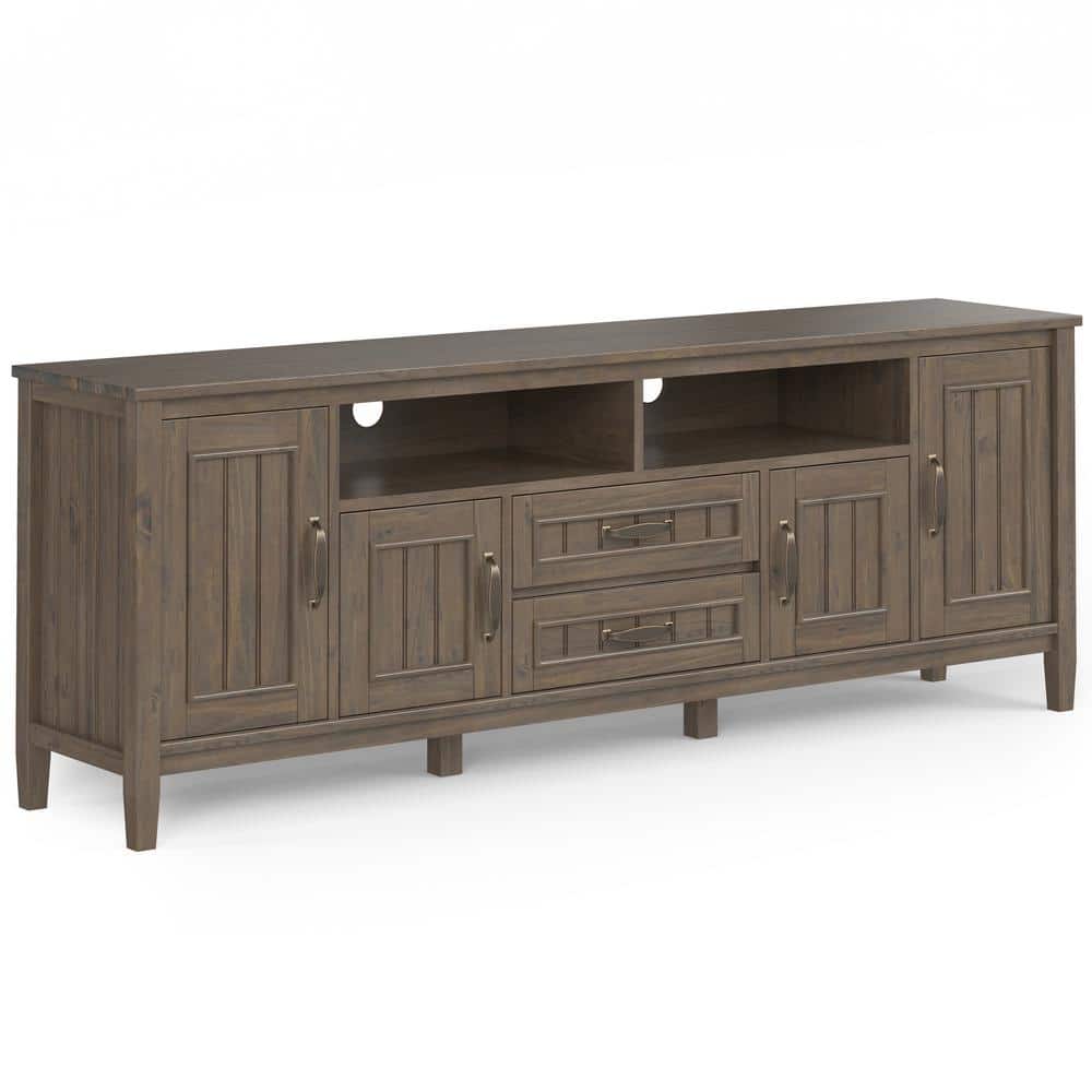 Lev Smoky Brown Solid Wood 72" Wide Contemporary TV Media Stand