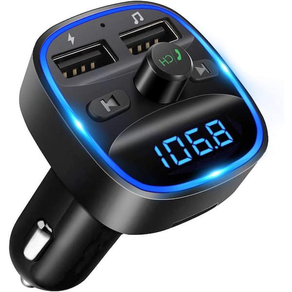 OBJLGEV FM Transmitter Car Bluetooth Adapter Wireless Music Adapter w/ 2 USB Port Audio Receiver LED Display and U Disk TF Card