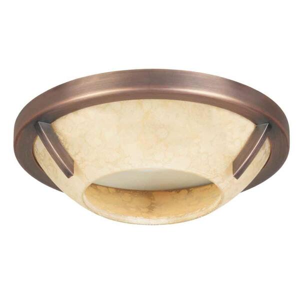 Hampton Bay 6 in. Brushed Copper Bronze Recessed Deco Trim with Speckled Amber Glass Shade