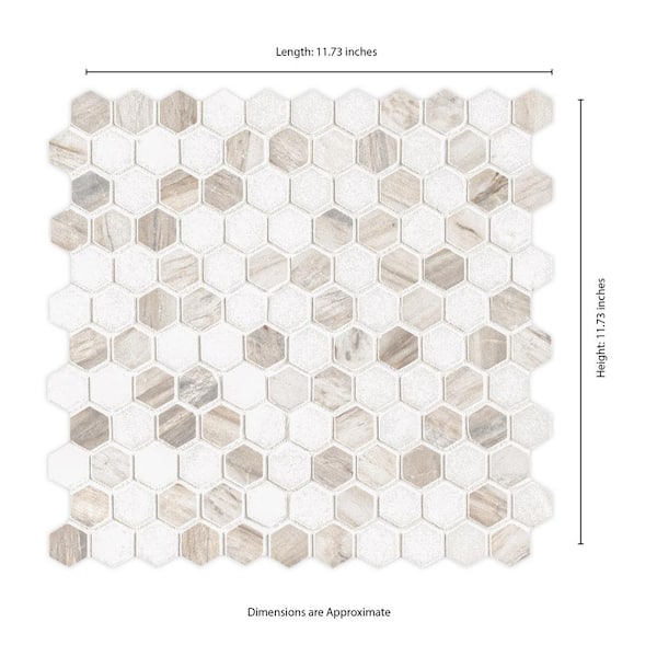 Anatolia Mist 12-in x 12-in Glossy Glass Chevron Subway Wall Tile (9.4-sq. ft/ Carton)
