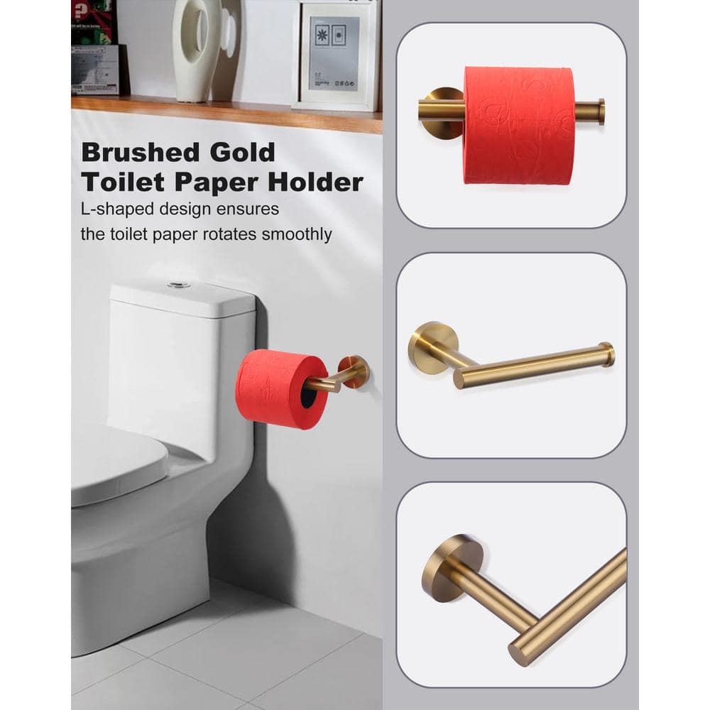 Brushed Gold 3-Piece Metal Bathroom Hardware Set