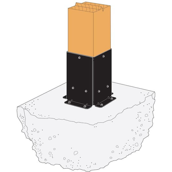 Outdoor Accents Sage System Black Powder-Coated Post Base for 6x6 with Screws (2-Pack)