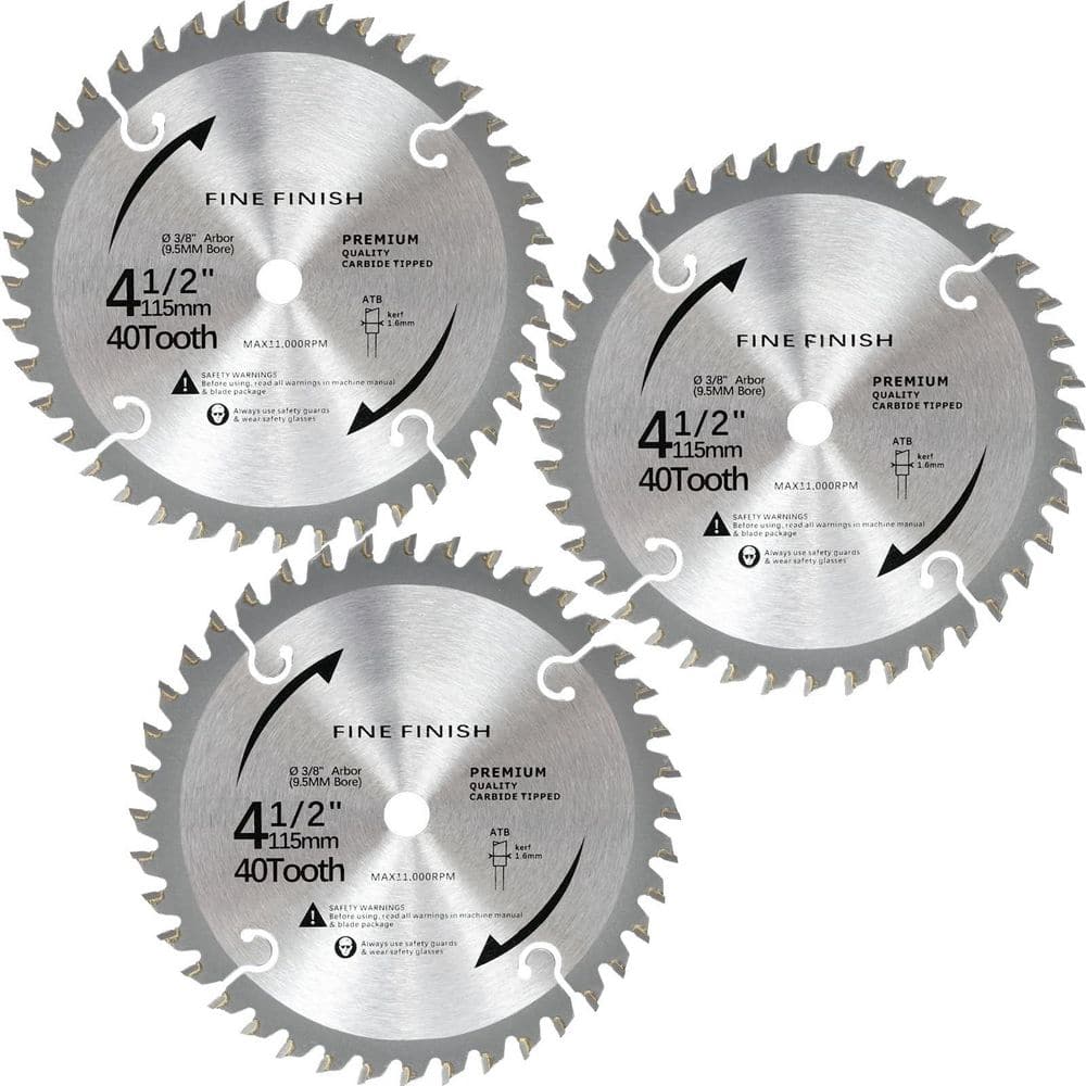 4-1/2 in. 40-Tooth Wood Plywood MDF Laminate Plastic Cutting Carbide Circular Saw Blade Power Tool Accessory 3 Pack price history on PriceWatchPro