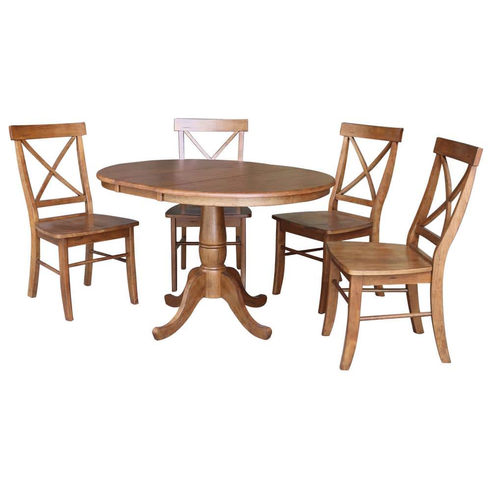 International Concepts Distressed Oak 48 in. Oval Dining Table with 4-Emily Side Chairs (5-Piece) -  K42-36RXT-C613-4