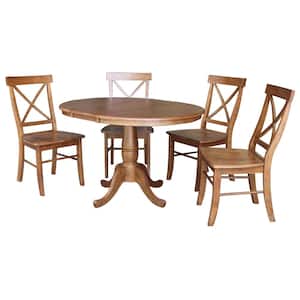 Distressed Oak 48 in. Oval Dining Table with 4-Emily Side Chairs (5-Piece)