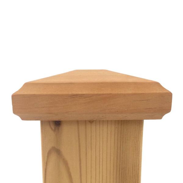 Protectyte Miterless 4 in. x 4 in. Untreated Wood Traditional Pyramid Slip Over Fence Post Cap (Actual: 3-1/2 in. to 3-5/8 in.)