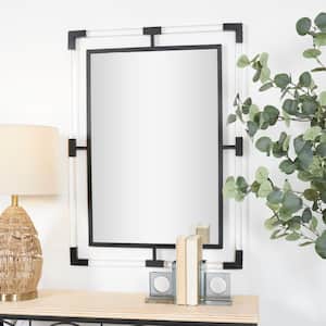 38 in. x 28 in. Double Framed Rectangle Framed Black Wall Mirror with Acrylic Frame