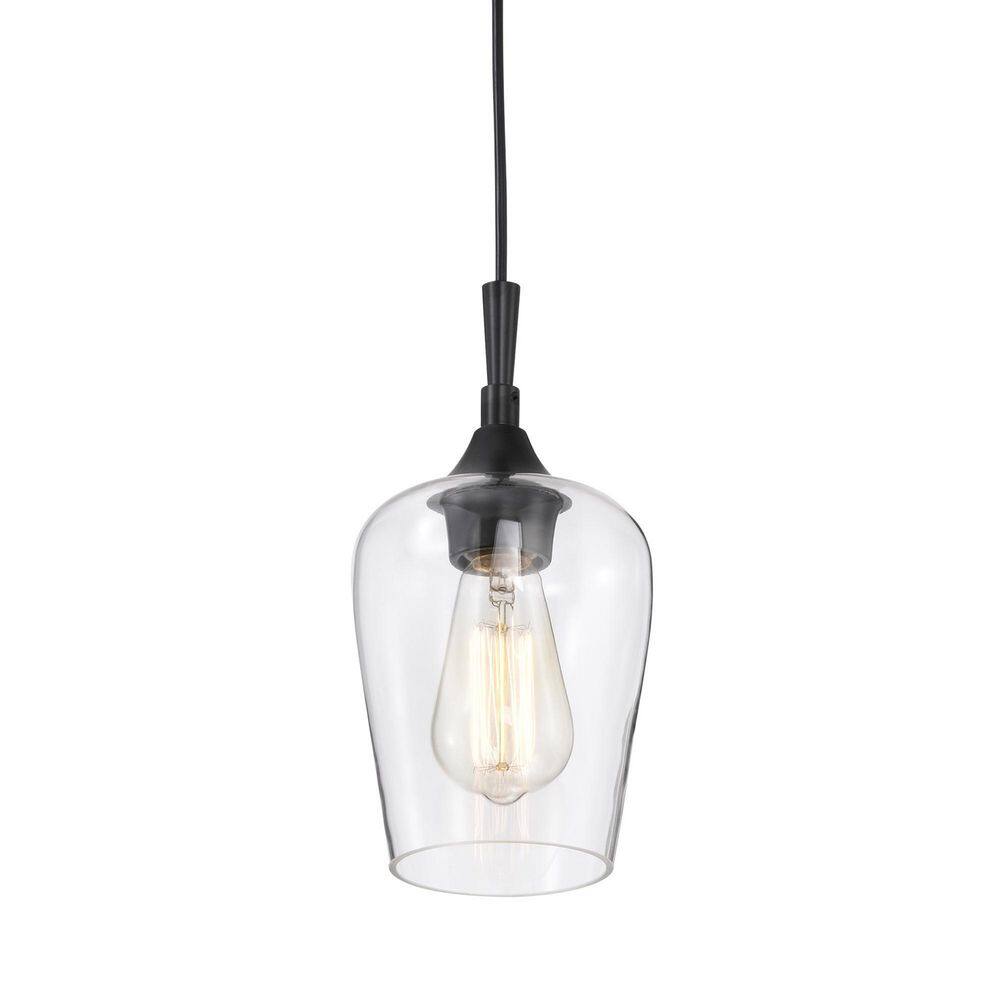 Edvivi Arlo 1-Light Matte Black Modern Mini Pendant With Clear Glass ...