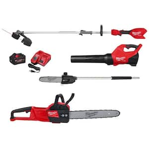 M18 FUEL 18V 16 in. Brushless Cordless QUIK-LOK String Trimmer/Blower Combo Kit w/ 16 in. Chainsaw & Pole Saw Attachment