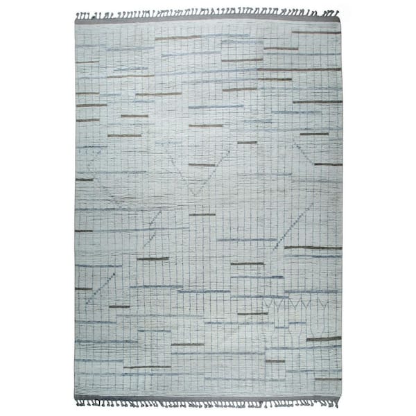 Beige Hand-Knotted Wool Marrakech Handspun Area Rug – Contemporary Moroccan Style Rug, Area Rug