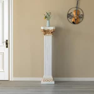 Fiberglass White and Gold Roman Style Column Ionic Piller Pedestal Vase Stand - Photography Props -49 in.