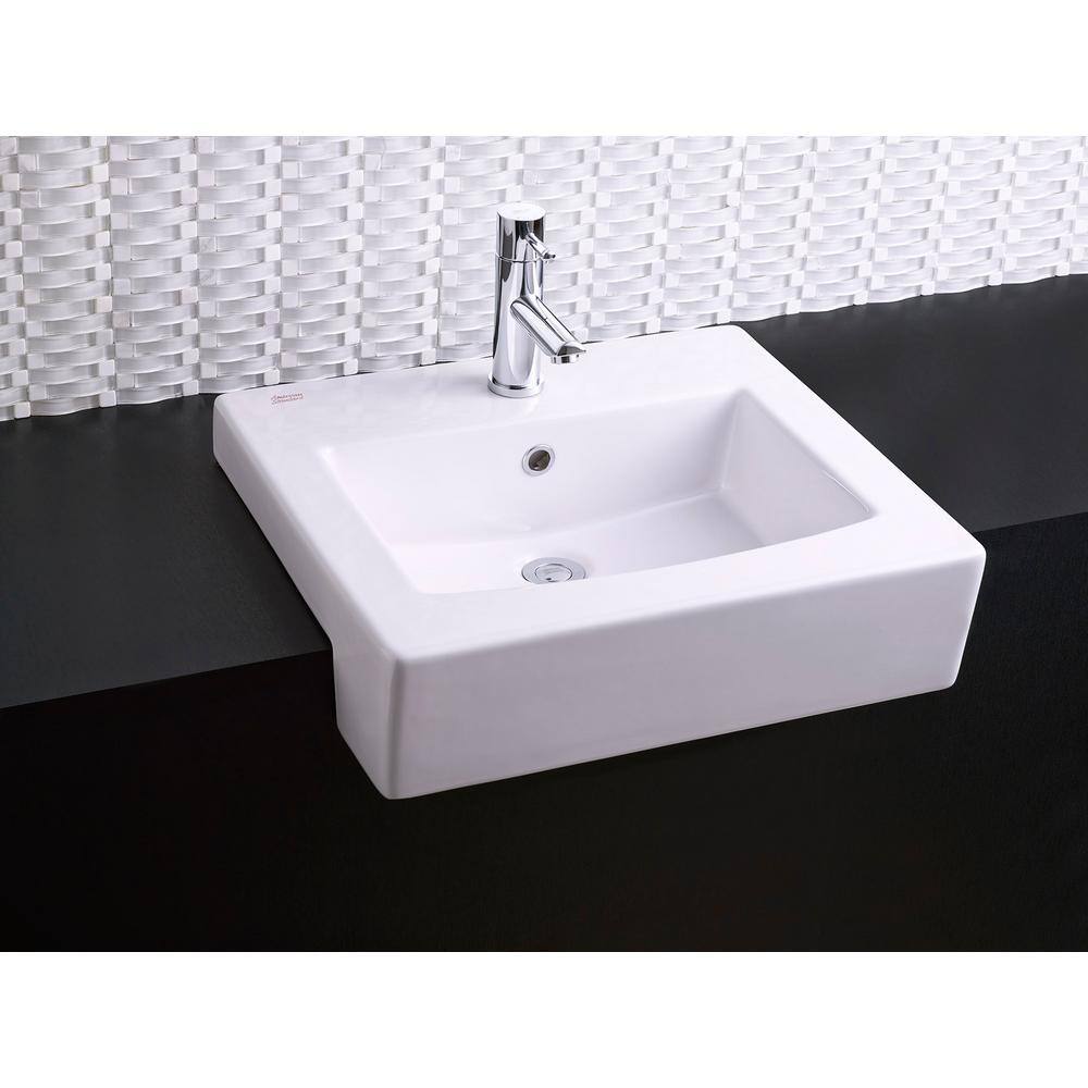White Ceramic Rectangular Drop-In Bathroom Sink with Overflow