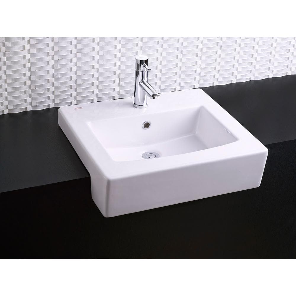 White Rectangular Drop-In Fireclay Bathroom Sink