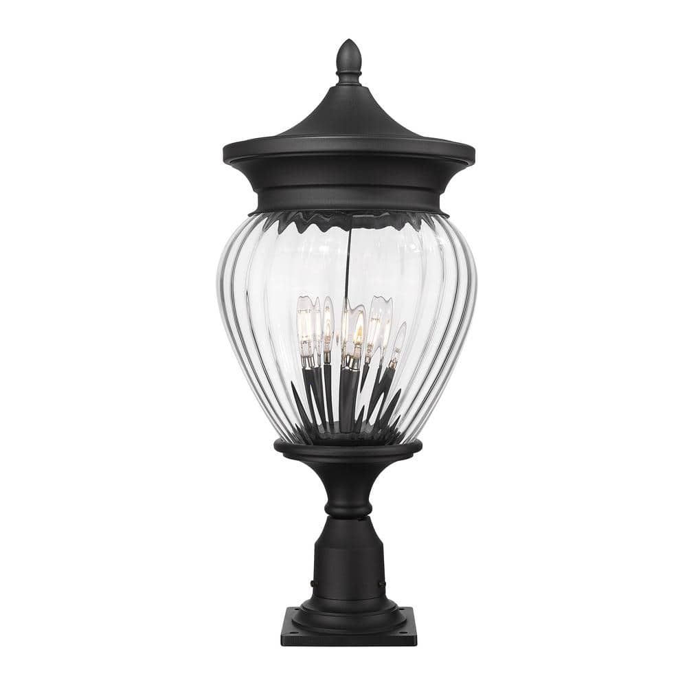 Davina 27.25 in. 4-Light Black Aluminum Hardwired Outdoor Marine Grade Pier
