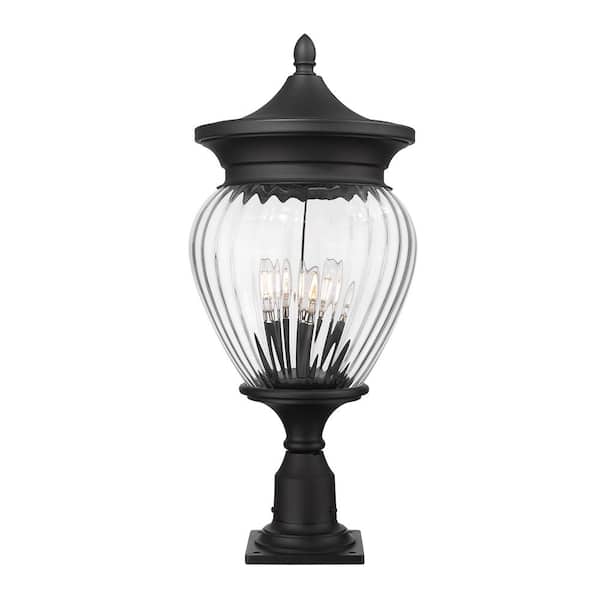 Unbranded Davina 27.25 in. 4-Light Black Aluminum Hardwired Outdoor Marine Grade Pier Mount-Light with no bulbs included