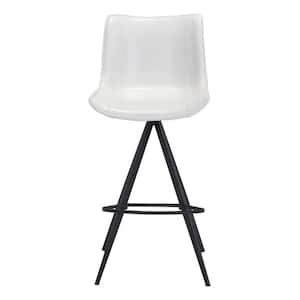 29.1 in. White Low Back Metal Bar Chair with Upholstery Seat Set of 2