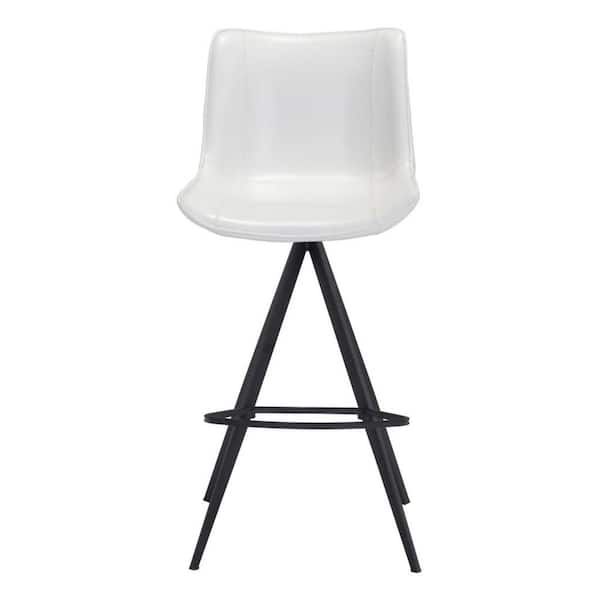 HomeRoots 29.1 in. White Low Back Metal Bar Chair with Upholstery Seat Set of 2
