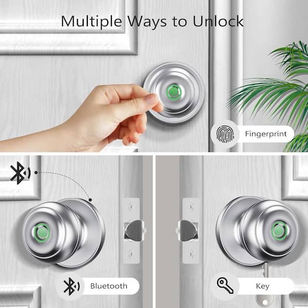 3-in-1 Aluminum Smart Lock Deadbolt Biometric & Key Access in Silver