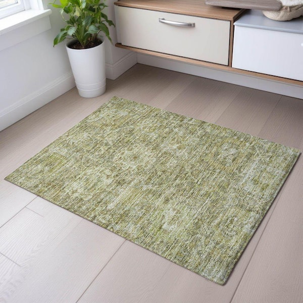 Mayfield Premium Machine Washable Abstract AMF1101 Sage 2 ft. x 3 ft. Area Rug