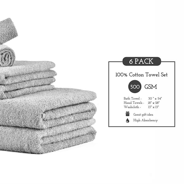 Great Bay Home 100% Cotton Bath Towel and Washcloth Sets | 2 Bath Towels, 2  Hand Towels, and 2 Washcloths | Quick Dry Bath Towels | Grayson Collection
