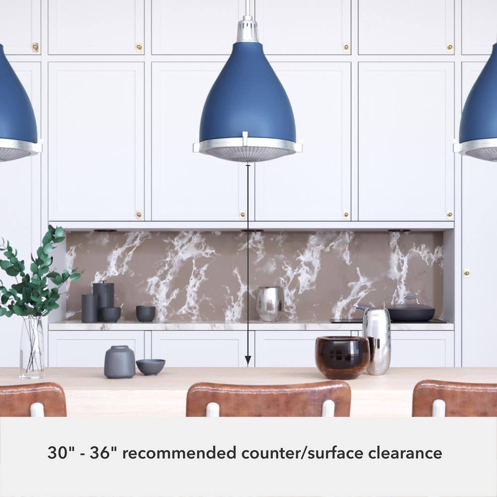 Hunter Bluff View 14" Indigo Blue Brushed Nickel 3-Light Pendant